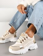  Adidași Bej Streetwear cu talpă groasă cu imprimeuri Goniswen
