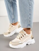  Adidași Bej Streetwear cu talpă groasă cu imprimeuri Goniswen