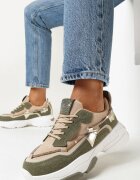  Adidași Bej-Verde pe Talpă Groasă cu Zirconii Evoline