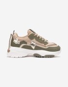 Adidași Bej-Verde pe Talpă Groasă cu Zirconii Evoline