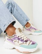  Adidași Bej-Violet cu șnur decorativ cu zirconii Katalynne