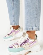  Adidași Bej-Violet cu șnur decorativ cu zirconii Katalynne