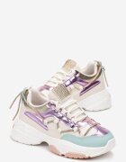  Adidași Bej-Violet cu șnur decorativ cu zirconii Katalynne