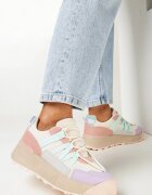  Adidași Bej-Violet cu Talpă Plată Groasă din Imitație Velur Decorați cu Inserții din Piele Ecologică Mariatta