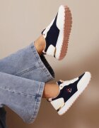  Adidași bleumarin cu inserții metalice și broderie fină