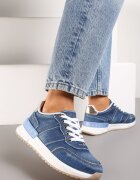  Adidași bleumarin din denim cu aplicații aurii și cusături Aledisa