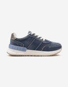  Adidași bleumarin din denim cu aplicații aurii și cusături Aledisa