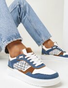  Adidași Bleumarin pe platformă joasă cu inserție din tweed Niman