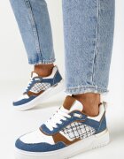  Adidași Bleumarin pe platformă joasă cu inserție din tweed Niman
