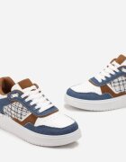  Adidași Bleumarin pe platformă joasă cu inserție din tweed Niman