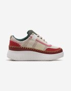  Adidași Bordeaux cu platformă cu inserții din tweed și cusături Leganna