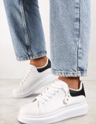  Adidași Clasici Alb-Negru cu Aplicație Decorativă Tenevia