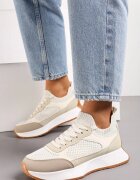  Adidași fără șireturi Bej pe Platformă cu Față Elastică Stratis