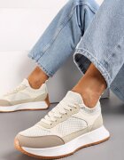  Adidași fără șireturi Bej pe Platformă cu Față Elastică Stratis
