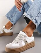  Adidași Gri-Alb pe Platformă Joasă cu Inserții Materiale Xeonbia