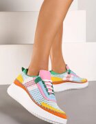  Adidași la Gleznă Verde-Portocaliu cu Platformă cu Șireturi Fropia