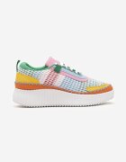  Adidași la Gleznă Verde-Portocaliu cu Platformă cu Șireturi Fropia
