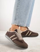  Adidași Maro din Imitație de Piele Întoarsă cu Talpă Plată Memeriana