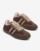  Adidași Maro din Imitație de Piele Întoarsă cu Talpă Plată Memeriana