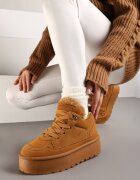  Adidași Maro stil ghete de zăpadă cu blană pe platformă Mavione