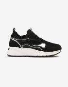  Adidași Negre pe Talpă Groasă cu Inserții Metalice și Șireturi Aelria