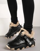  Adidași Negri Căptușiți Cu șireturi Cu talpă groasă Cu blană decorativă Visha