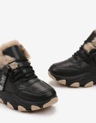  Adidași Negri Căptușiți Cu șireturi Cu talpă groasă Cu blană decorativă Visha