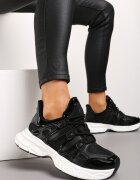  Adidași Negri cu Inserții Decorative și Talpă Embosată Adlenavia