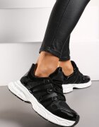  Adidași Negri cu Inserții Decorative și Talpă Embosată Adlenavia