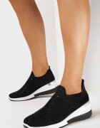  Adidași Negri cu Pană cu Față Elastică cu Strass-uri Neatisa