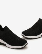  Adidași Negri cu Pană cu Față Elastică cu Strass-uri Neatisa