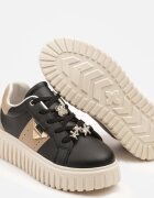  Adidași Negri cu talpă groasă cu aplicații metalice Elealenna