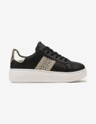 Adidași Negri cu Talpă Groasă cu Bandă Decorativă cu Sclipici și Inserție Metalică Pirnessa