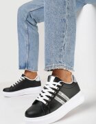  Adidași Negri cu Talpă Groasă cu Detalii Strălucitoare cu Zirconii Elysiena