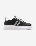  Adidași Negri cu Talpă Groasă cu Detalii Strălucitoare cu Zirconii Elysiena