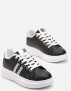  Adidași Negri cu Talpă Groasă cu Detalii Strălucitoare cu Zirconii Elysiena