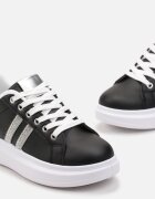  Adidași Negri cu Talpă Groasă cu Detalii Strălucitoare cu Zirconii Elysiena