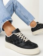  Adidași Negri cu talpă groasă cu imprimeu Damaleta
