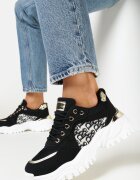  Adidași Negri cu Talpă Groasă cu Inserții Sassaria