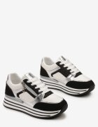  Adidași Negri cu Talpă Groasă cu Paiete și Inserții Metalice Aeliss