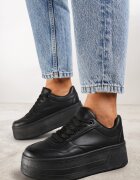  Adidași Negri cu Talpă Groasă Reliefată Vaitessa
