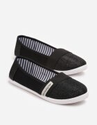  Adidași negri cu talpă plată cu parte superioară elastică cu fir metalic Kathle
