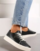  Adidași Negri din Piele cu Inserții Metalice și Perforație Airella