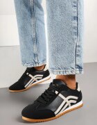  Adidași Negri în Stilul Tenișilor Iconici cu Cusături Decorative Vellexia