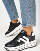  Adidași Negri pe Platformă cu Inserții Elisandra