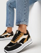  Adidași Negri pe Platformă cu Inserții Metalice Stovia