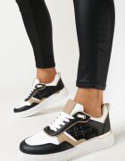  Adidași Negri pe Platformă Joasă cu Inserție Tweed Niman