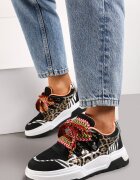  Adidași Negri pe Platformă Joasă cu Șireturi Largi Gritte