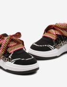  Adidași Negri pe Platformă Joasă cu Șireturi Largi Gritte