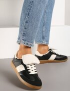  Adidași Negri pe talpă plată cu limbă răsfrântă Felilora